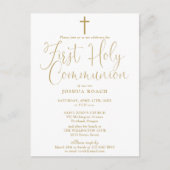 Elegant Gold Script First Heilige Communie Briefkaart (Voorkant)