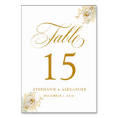 Elegant Gold Script Floral Wedding Kaart (Voorkant)