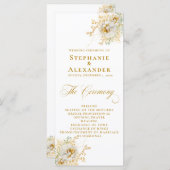 Elegant Gold Script Floral Wedding Program (Voorkant / Achterkant)