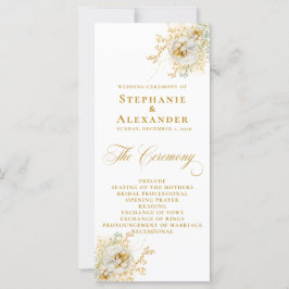 Elegant Gold Script Floral Wedding Program