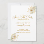 Elegant Gold Script Floral Wedding Save The Date (Voorkant)