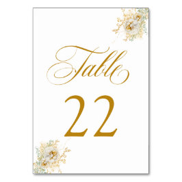 Elegant Gold Script Floral Wedding Table Kaart 22