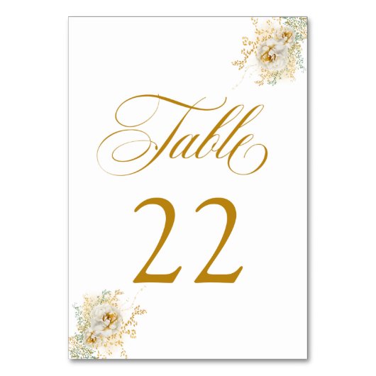 Elegant Gold Script Floral Wedding Table Kaart 22 (Achterkant)