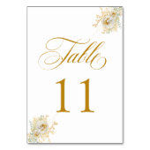 Elegant Gold Script Floral Wedding Table Number 11 Kaart (Voorkant)