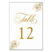 Elegant Gold Script Floral Wedding Table Number 12 Kaart (Voorkant)