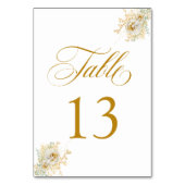 Elegant Gold Script Floral Wedding Table Number 13 Kaart (Voorkant)