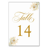Elegant Gold Script Floral Wedding Table Number 14 Kaart (Achterkant)