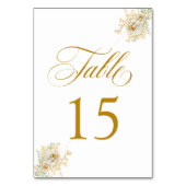 Elegant Gold Script Floral Wedding Table Number 15 Kaart (Voorkant)