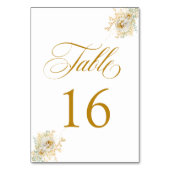 Elegant Gold Script Floral Wedding Table Number 16 Kaart (Achterkant)