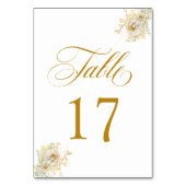 Elegant Gold Script Floral Wedding Table Number 17 Kaart (Achterkant)