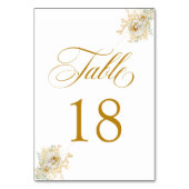 Elegant Gold Script Floral Wedding Table Number 18 Kaart (Voorkant)