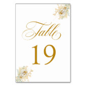 Elegant Gold Script Floral Wedding Table Number 19 Kaart (Voorkant)