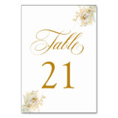 Elegant Gold Script Floral Wedding Table Number 21 Kaart (Achterkant)