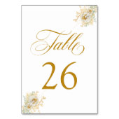 Elegant Gold Script Floral Wedding Table Number 26 Kaart (Achterkant)