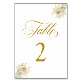 Elegant Gold Script Floral Wedding Table Number 2 Kaart (Achterkant)