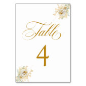 Elegant Gold Script Floral Wedding Table Number 4 Kaart (Achterkant)