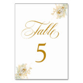 Elegant Gold Script Floral Wedding Table Number 5 Kaart (Achterkant)