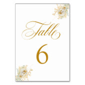 Elegant Gold Script Floral Wedding Table Number 6 Kaart (Achterkant)