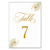 Elegant Gold Script Floral Wedding Table Number 7 Kaart (Achterkant)