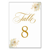 Elegant Gold Script Floral Wedding Table Number 8 Kaart (Voorkant)