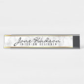 Elegant Gold Script Flower Modern Desk Name Bord Bureau Naambordje (Voorkant)