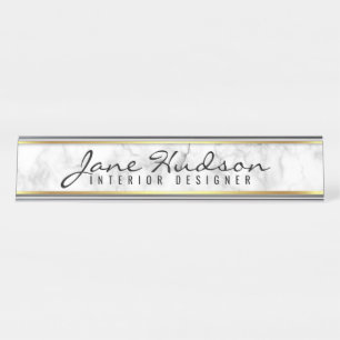 Elegant Gold Script Flower Modern Desk Name Bord Bureau Naambordje