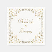 Elegant Gold Script Foliage Weddenschap Servet (Voorkant)