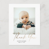 Elegant Gold Script Foto Baby Hartelijk dank Briefkaart (Voorkant)
