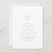 Elegant Gold Script Front & Back Monogram Weddensc Kaart (Voorkant)