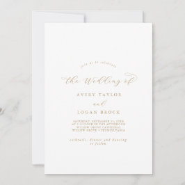 Elegant Gold Script Front en achter de bruiloft va Kaart