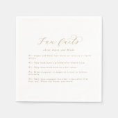 Elegant Gold Script Fun Facts Wedding Napkins Servet (Voorkant)
