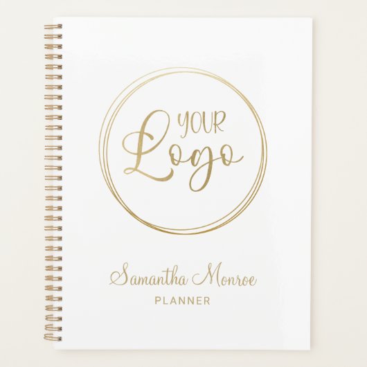 Elegant Gold Script gepersonaliseerde zakelijke Lo Planner (Voorkant)