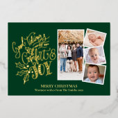 Elegant Gold Script Good Tidings of Comfort Joy Fo Folie Feestdagenkaart (Voorkant)