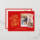 Elegant Gold Script Good Tidings of Comfort & Joy Folie Feestdagen Briefkaart (Voorkant / Achterkant)