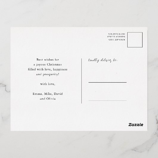 Elegant Gold Script Good Tidings of Comfort & Joy Folie Feestdagen Briefkaart (Achterkant)