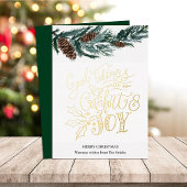 Elegant Gold Script Good Tidings of Comfort Joy Folie Feestdagenkaart