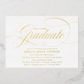 Elegant Gold Script Graduation Party Folie Uitnodiging (Voorkant)