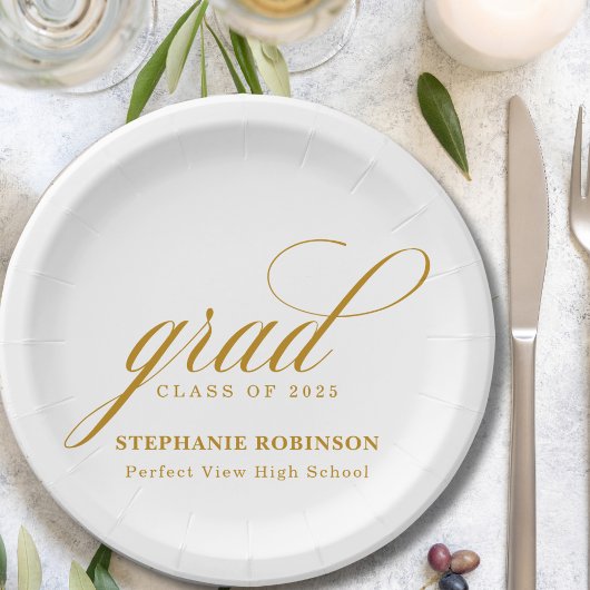 Elegant Gold Script Graduation Party Papieren Bordje