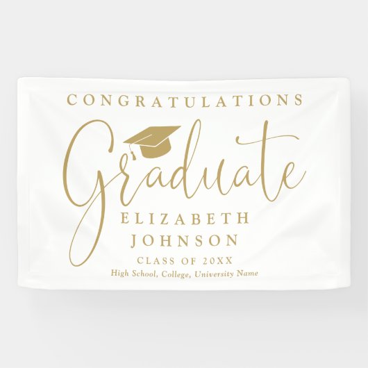 Elegant Gold Script Graduation Party Spandoek (Horizontaal)