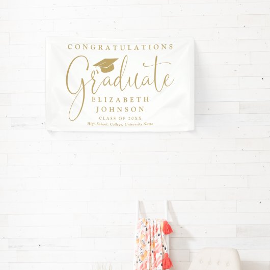 Elegant Gold Script Graduation Party Spandoek (Insitu)