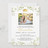 Elegant Gold Script Greenery 2 Photo Afstuderen Kaart (Achterkant)