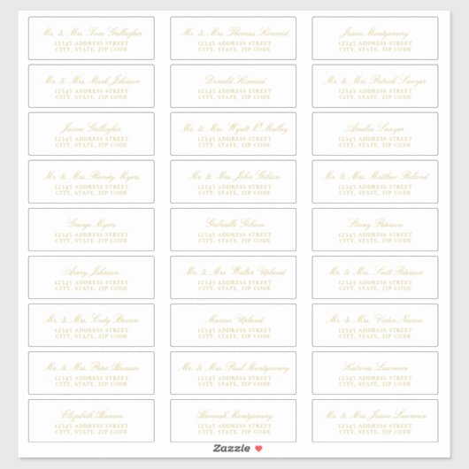 Elegant Gold Script Guest-Adresetiketten Sticker (Vel)