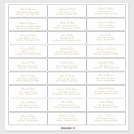 Elegant Gold Script Guest Names Address Sticker