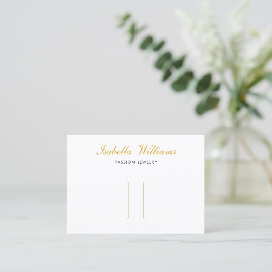 Elegant Gold Script Hair Clip Display Card Visitekaartje (Staand voorkant)
