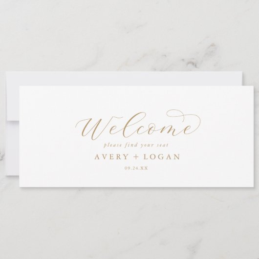 Elegant Gold Script Hanging Seast Chart Header (Voorkant)