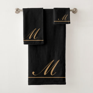 Elegant Gold Script-Initiaal Bad Handdoek