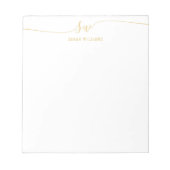 Elegant Gold Script Initiaal Monogram Notitieblok (Voorkant)
