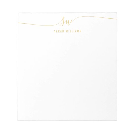 Elegant Gold Script Initiaal Monogram Notitieblok (Voorkant)