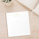 Elegant Gold Script Initiaal Monogram Notitieblok<br><div class="desc">Gouden minimalistische Modern Initiaal Monogram Notitieblok. Creëer uw eigen gepersonaliseerde notitieblok met aangepaste initialen in scripttypografie en aangepaste naam.</div>