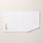 Elegant Gold Script Initiaal Naam Monogram Wit Bad Handdoek (Handdoek)